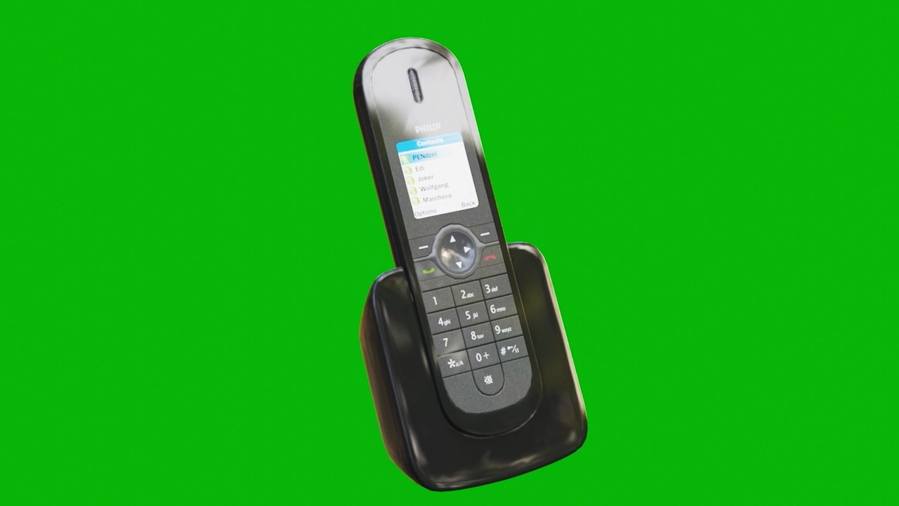 Wireless IP Phone 3D Animation | Philips Home Telephone | Green Screen 4K Free