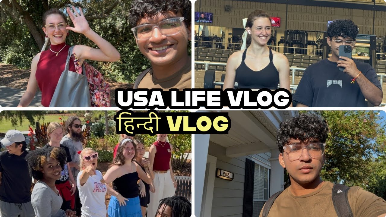 🇺🇸 Indian Student Life In USA and My American friend | VLOG 02 | GYM Workout | Hindi Vlogger 🇮🇳
