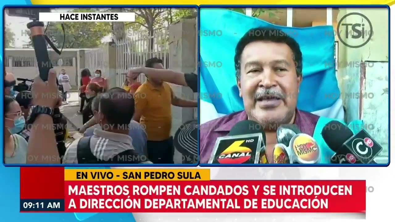 Caos en Departamental de SPS: Maestros rompieron el portón e ingresaron por la fuerza