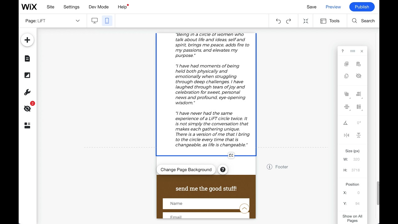 Wix Website Designer Tips: Editing Mobile Footer and Page Spacing
