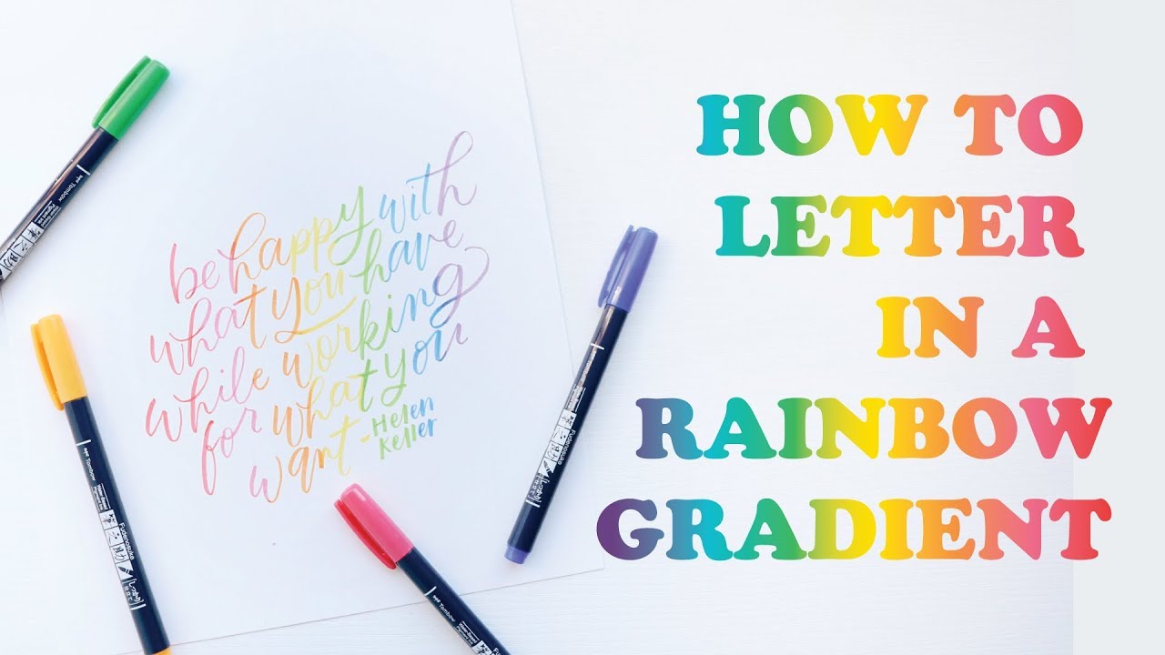 How To Brush Letter in a Rainbow Gradient (feat. Tombow Fudenosuke Colors!)
