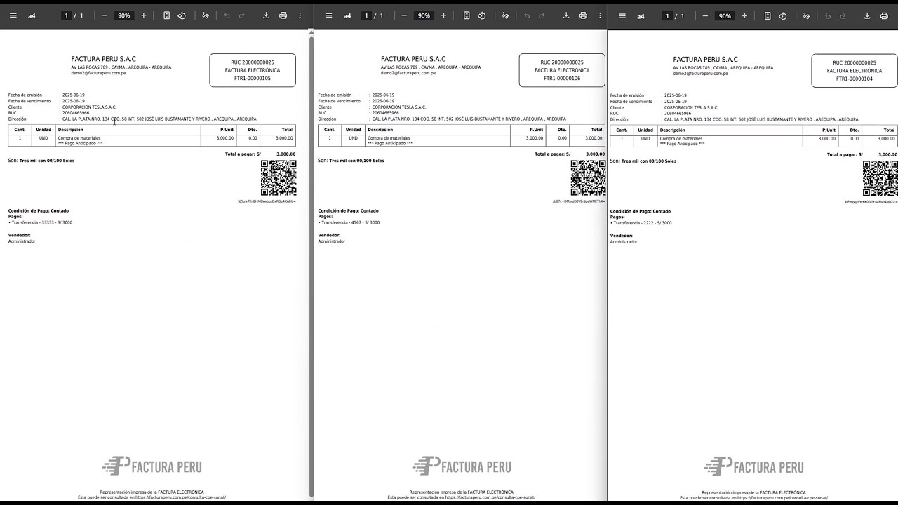 factura por anticipo y deducci&oacute;n de anticipo