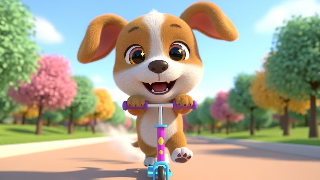 Смеющийся щенок на скутере 🐶🛴💨 | Мультфильм для детей и весёлые приключения