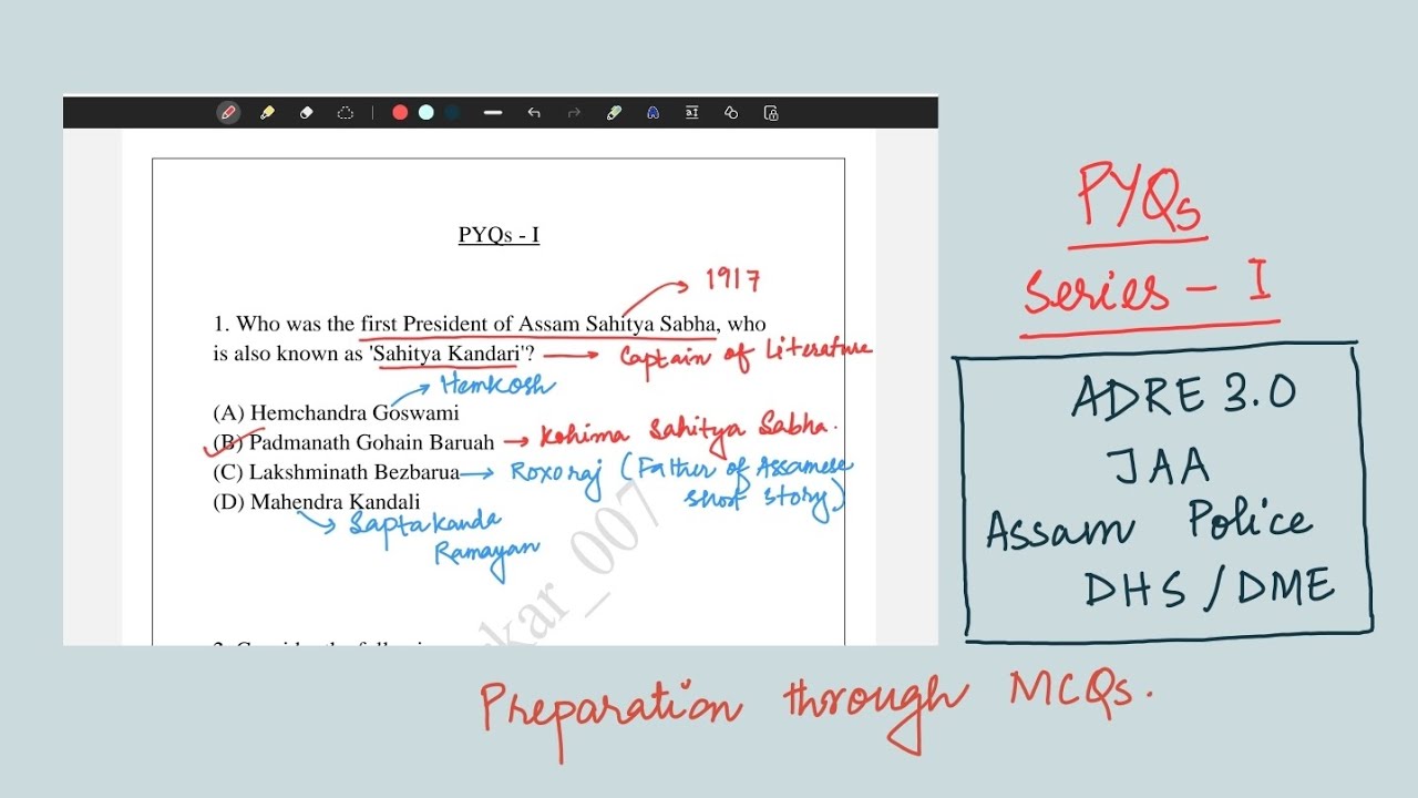 PYQ series - I 🔥 | ADRE 3.0 | JAA | Assam Police | DHS DME 🎯 | Preparation through MCQs ✅️ |
