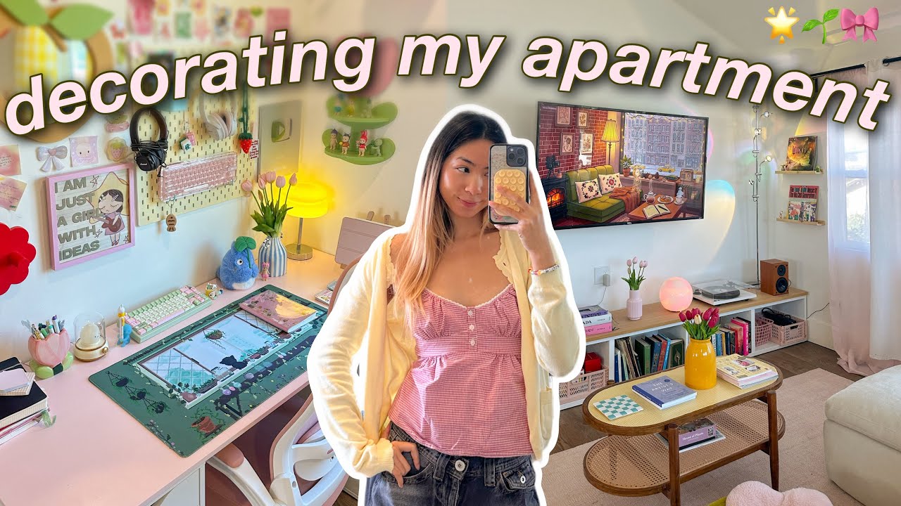 APARTMENT DIARIES ୨♡୧ pink desk makeover, decluttering + organizing, RESET!