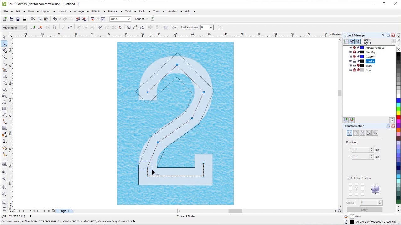 CorelDraw - cyfra lub litera o równej grubości linii - użycie konturu