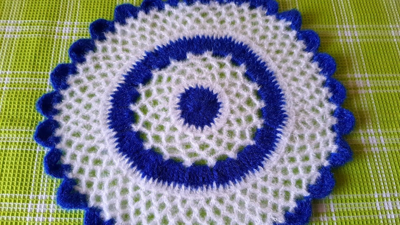 Woolen Rumal , Crosia design Thalposh  , Crochet Thalposh , table cover, @SantoshAllArt