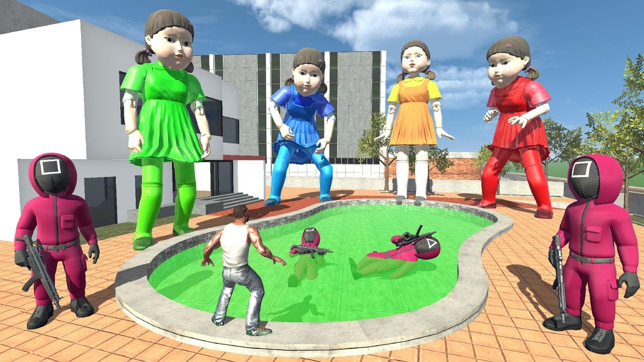 Franklin Change Swimming Pool Color For Squid Game Dolls - INDIAN BIKES DRIVING 3D