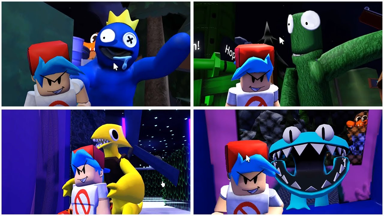how to survive blue, green, yellow, & cyan in rainbow friends 2