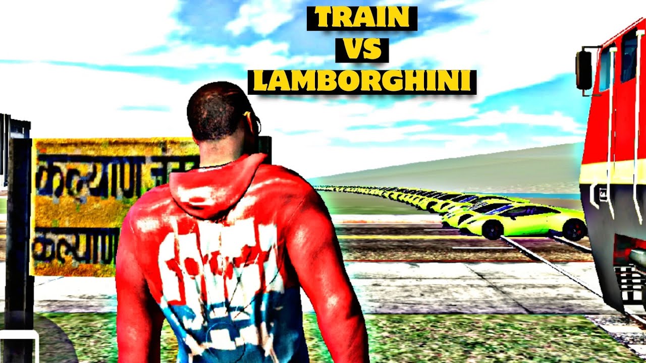TRAIN 🆚 50 LAMBORGHINI funny and experiment video //  Indian bike driving 3d 