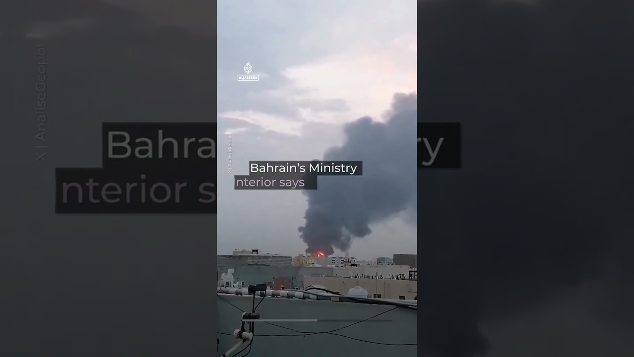 Video of fire at Bahrain oil facility after Iranian strike