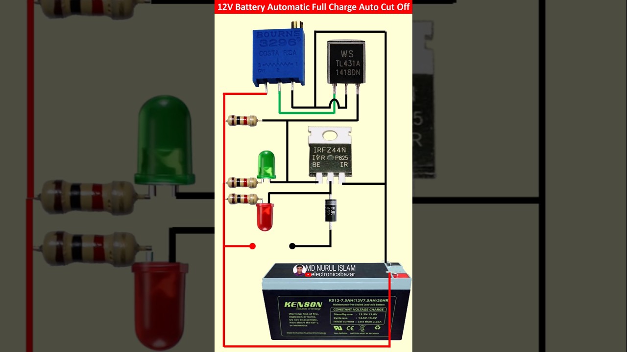 Full Charge Auto Cut OFF Circuit for 12V Battery Charger | 12V Battery Overcharge Protection Circuit