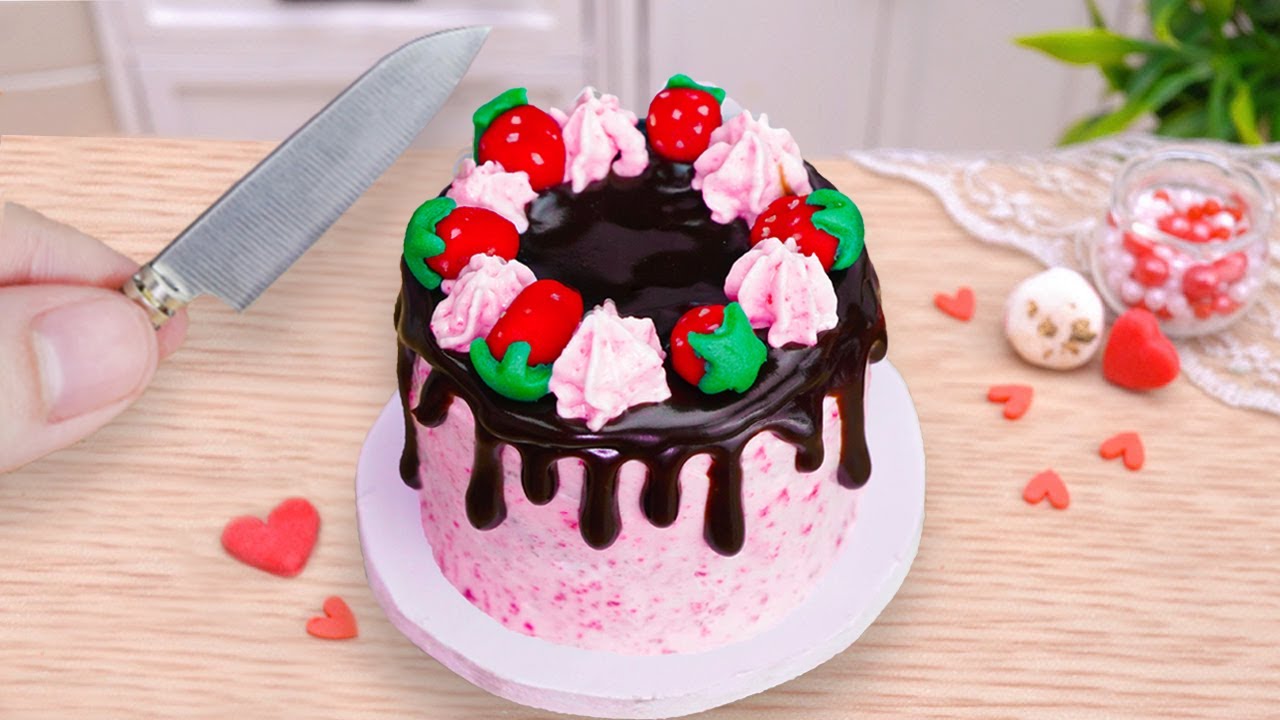 Tiny Cooking | Beautiful Miniature Strawberry Decorating Cake | Best Chocolate Cake With You