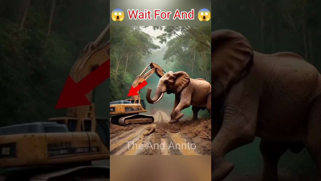 wild elephant attacking excavator operator  😱 #ElephantAttack #WildlifeEncounter #Shorts