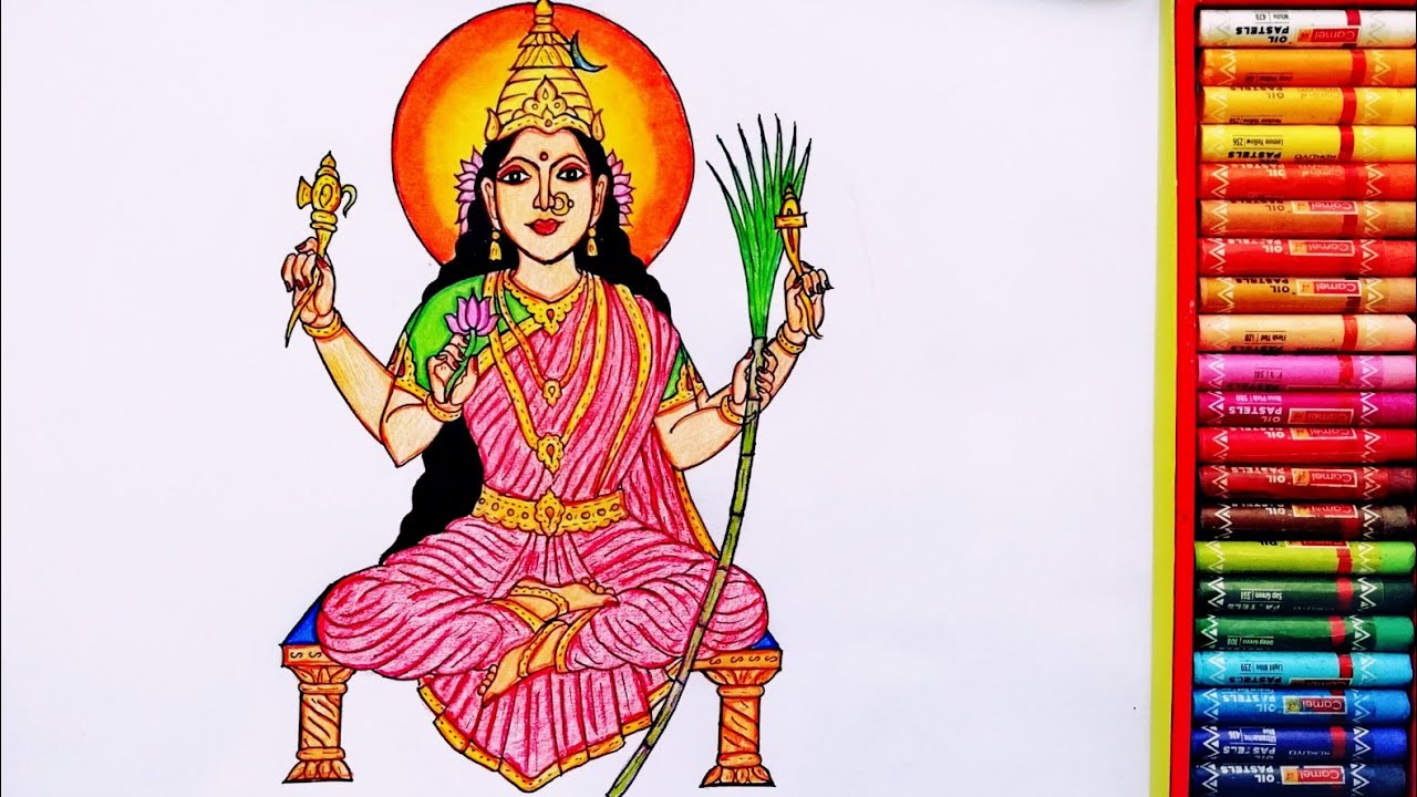 Time-lapse Painting Of Goddess Lalitha Parameswari | Drawing Of Lalitha Parameswari | By Drawing Art