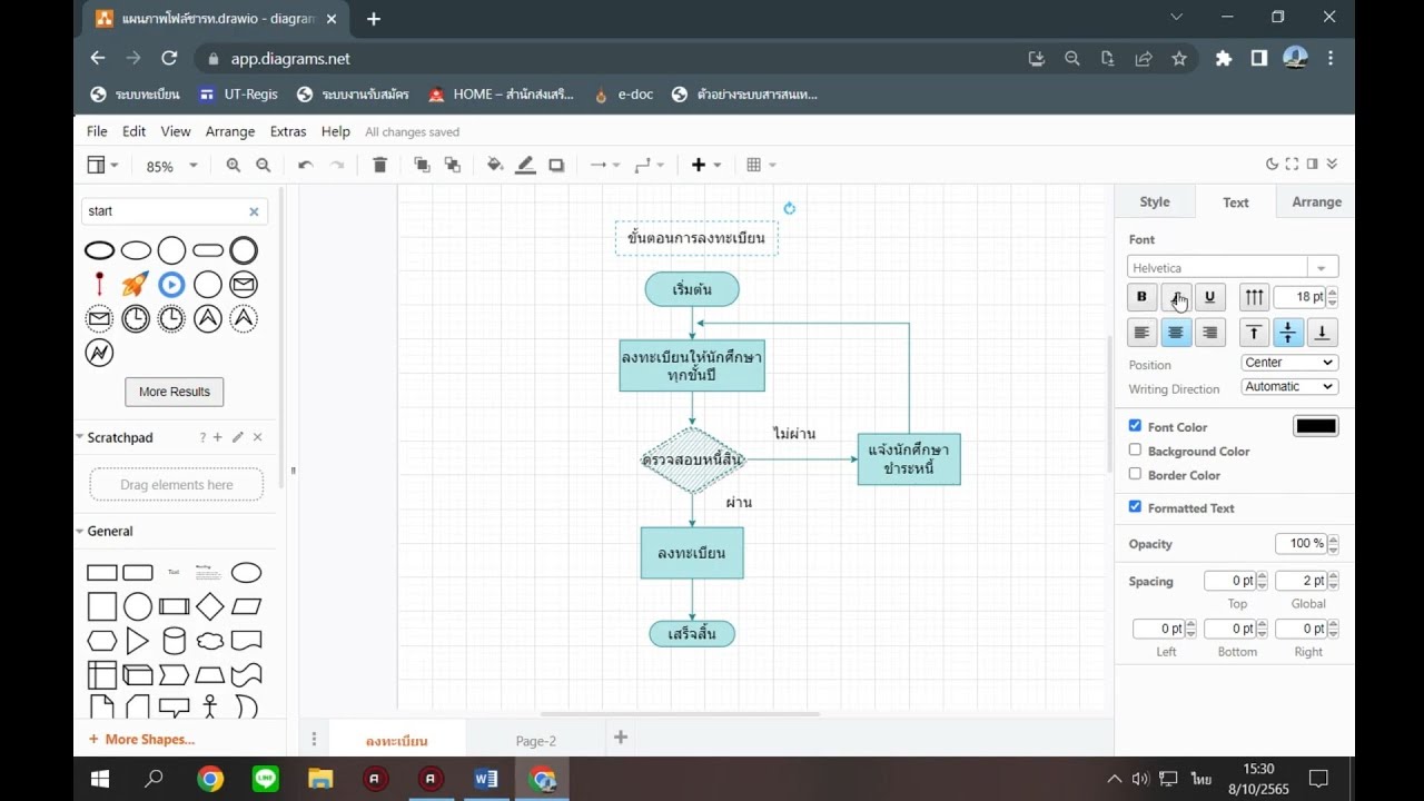 ทำ flowchart ง่าย เร็ว เปลี่ยนฟอนต์ได้ | ทำแผนภูมิอย่างเร็ว