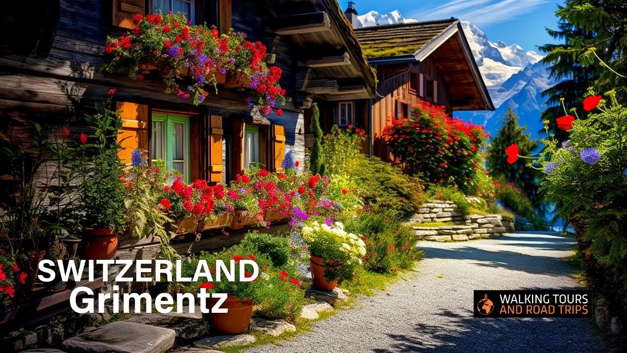 Грименц Швейцария 🇨🇭 Тур по швейцарской деревне ☀️ Самые красивые деревни Швейцарии 🌺 4k видео