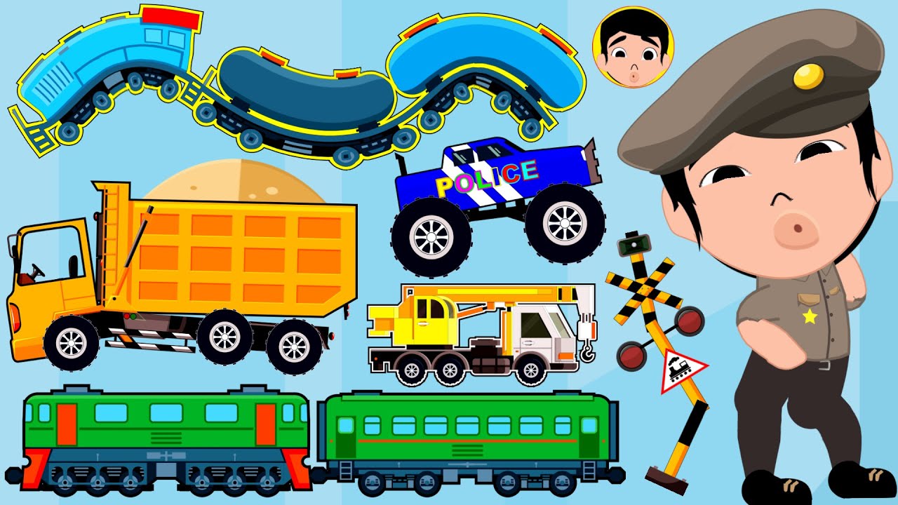 Truk Sampah Muat Pasir, Monster Truck Polisi, Big Crane, Lonceng Pemadam Kebakaran Penghambat Jalan