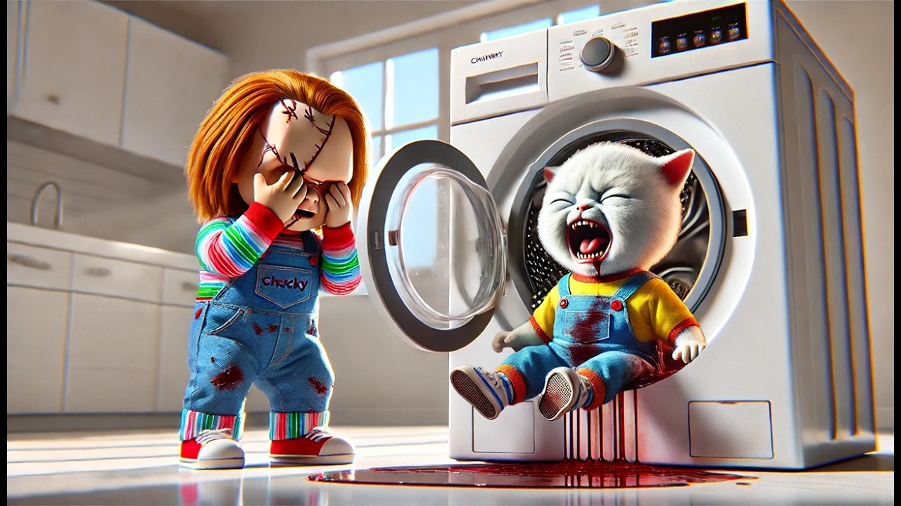 Kitten Chucky Machine Mess Poor Mother Cat