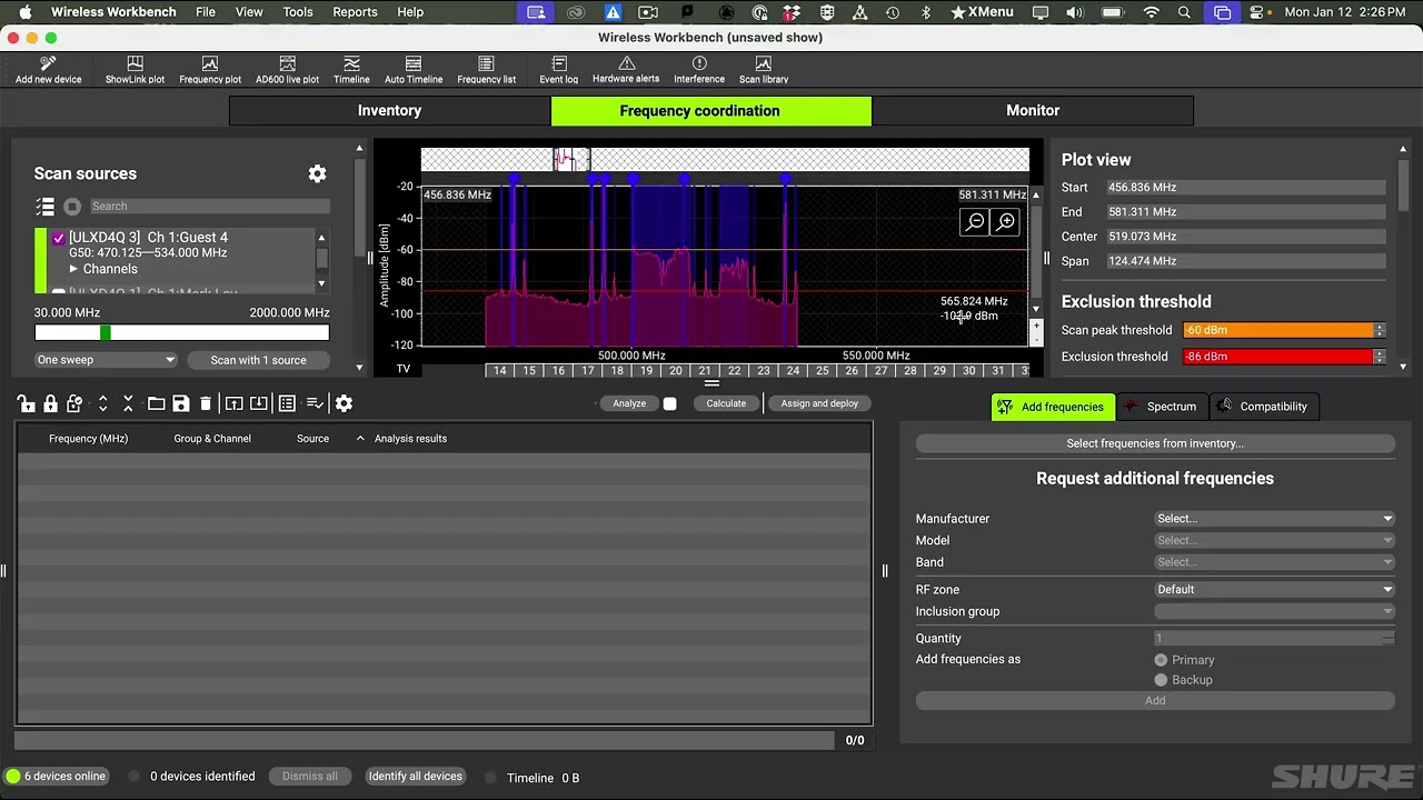 Shure Wireless Workbench 7 - Lab S1-3 Scanning
