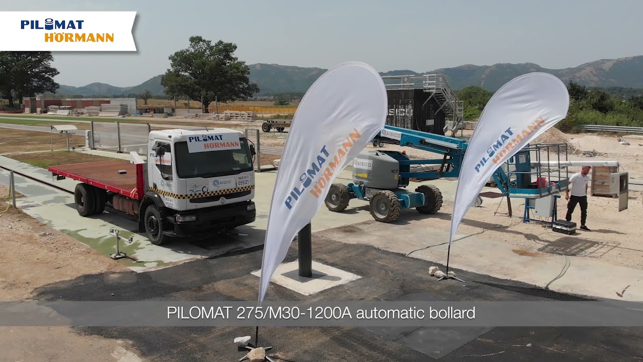 Crash test IWA14-1, PAS68, ASTM - Pilomat 275/M30-1200A automatic bollard