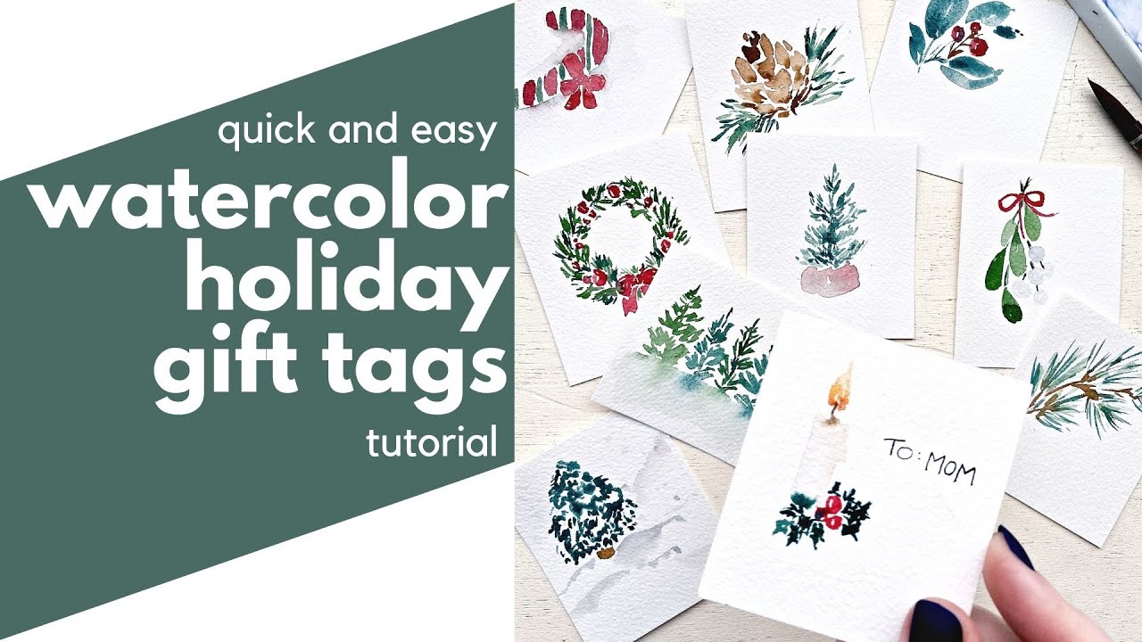 Quick and easy watercolor holiday gift tags - 10 ideas for gifting with watercolor