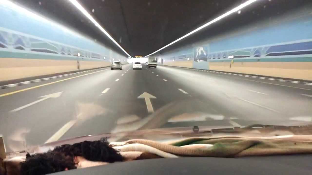 Driving through the Dubai Airport Tunnel. 18.04.2013