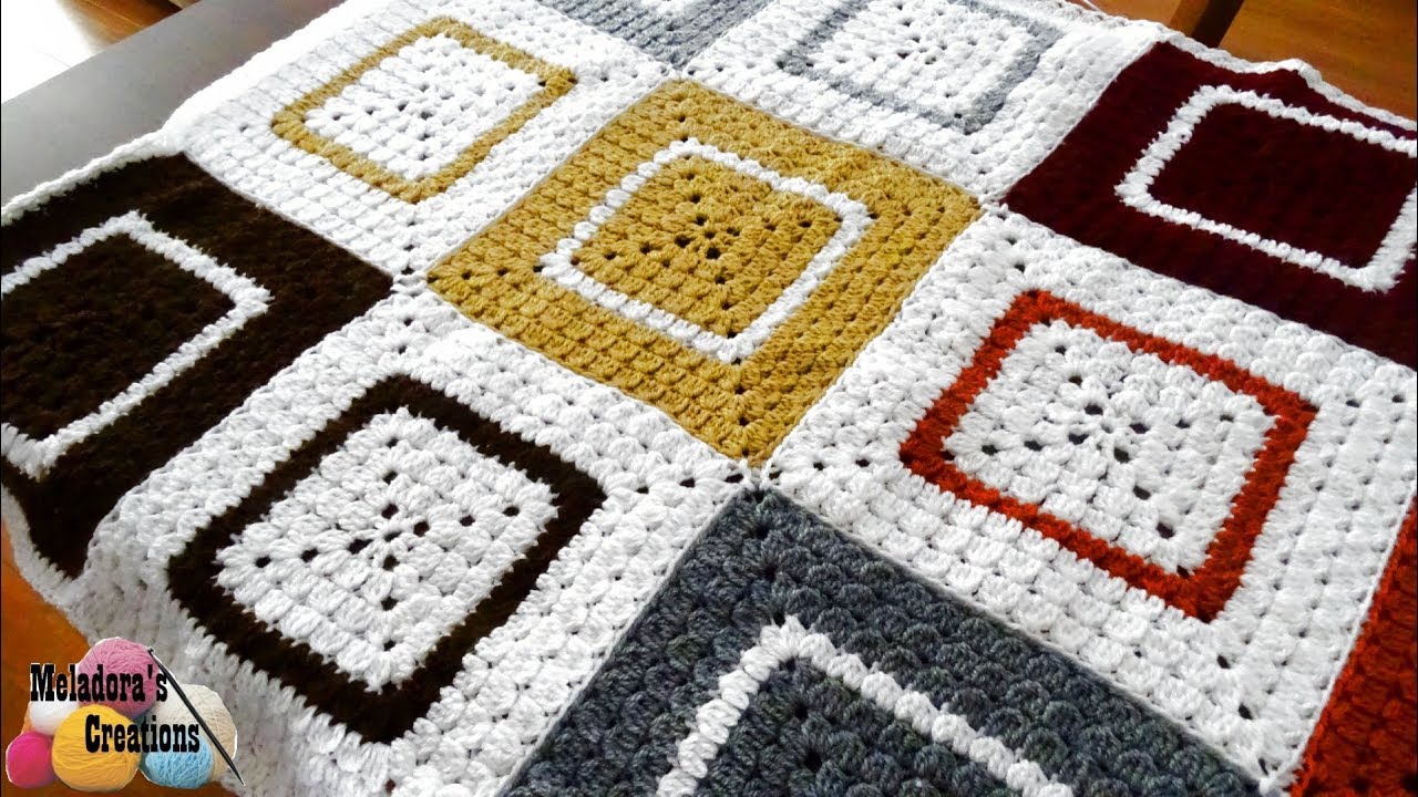 New Twist On Traditional Granny Square Afghan - Crochet Cluster Granny Square Afghan Tutorial