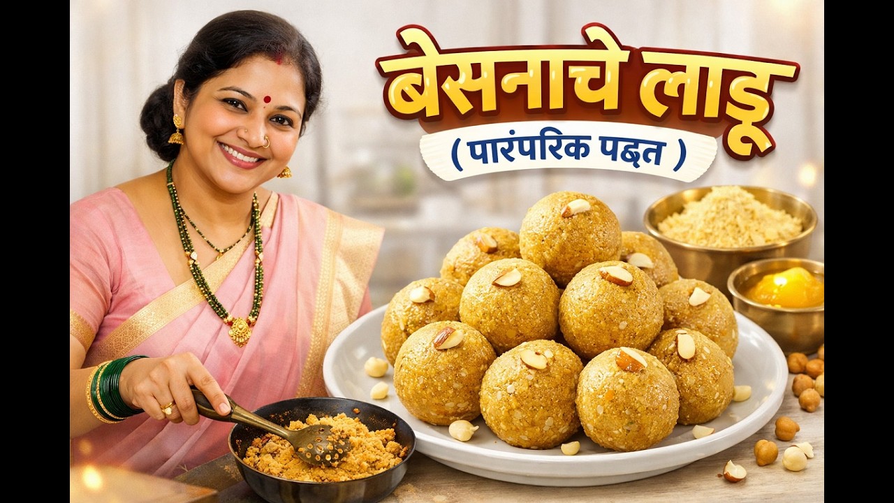 बेसनाचे लाडू (पारंपरिक पद्धत)  |  #marathi #sweetdish #deliciousfood