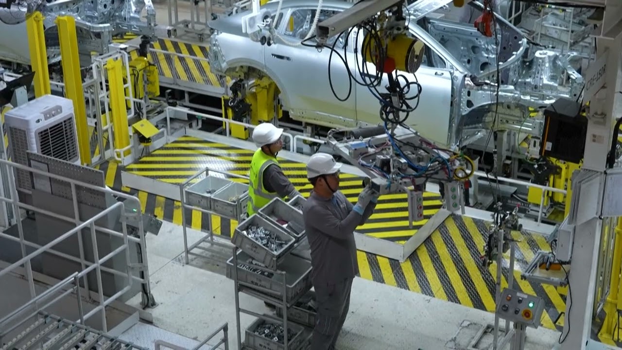 Cars being assembled at a Nio factory in China's Hefei