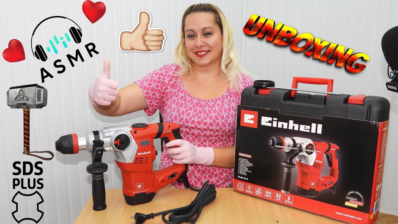 ASMR Unboxing and Test/Einhell TE-RH 32 E/SDS Plus/Pink Gloves/Attention ! Rotary Hammer Test Sounds