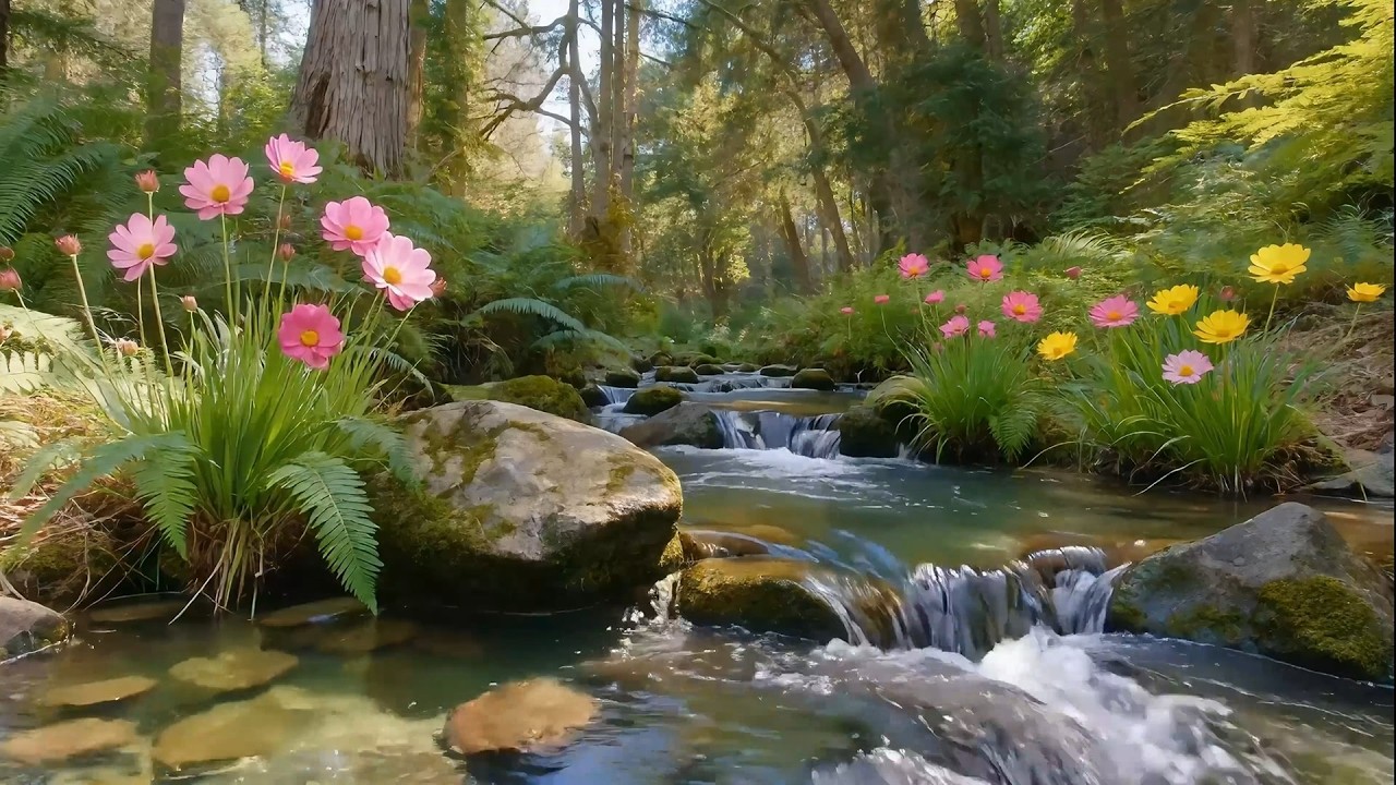 Tranquil Celestial River Flowing Softly Through Light to Quiet Thoughts and Deepen Sleep