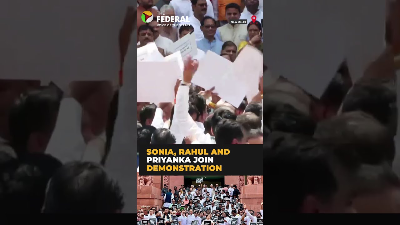 INDIA bloc MPs protest at Parliament&rsquo;s Makar Dwar | #shorts