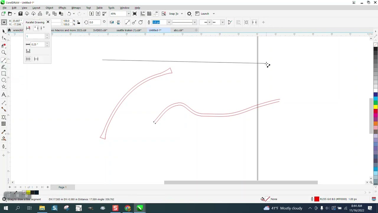 Corel Draw Tips & Tricks Parallel Drawing Tool and match a curve