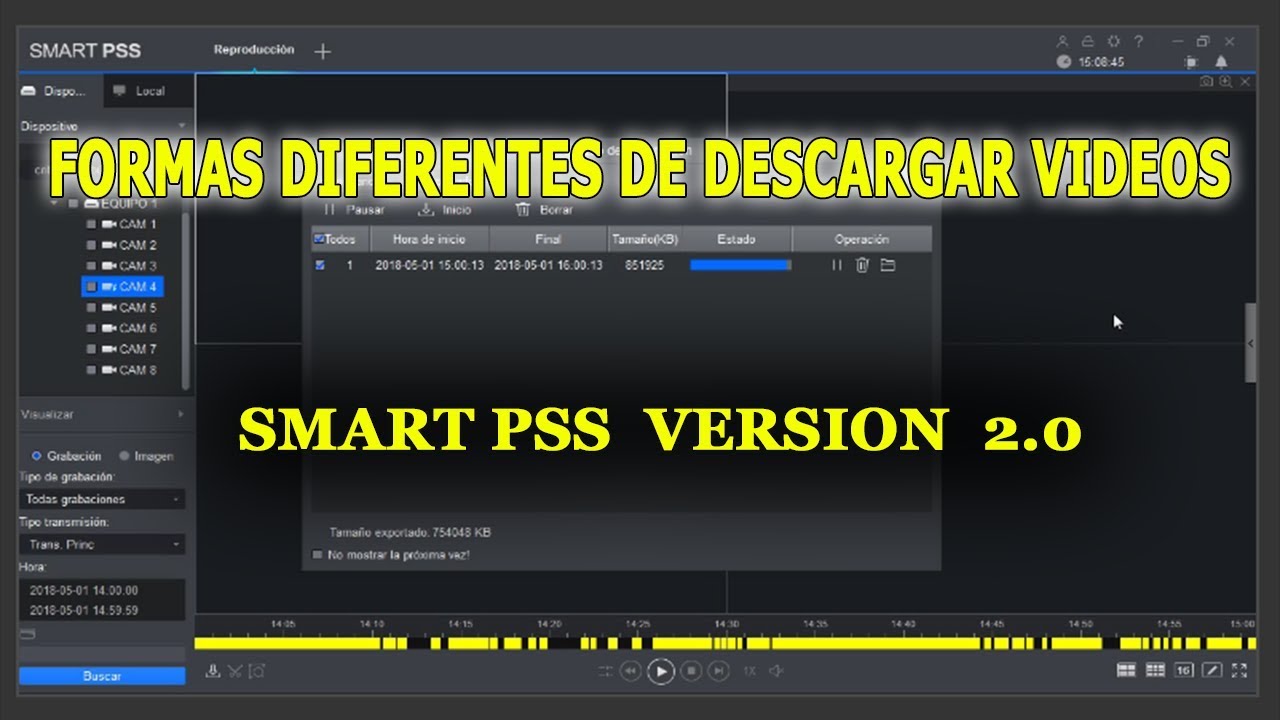 FORMAS DIFERENTES DE DESCARGAR VÍDEOS CON SMART PSS VERSIÓN 2.0  DE DAHUA