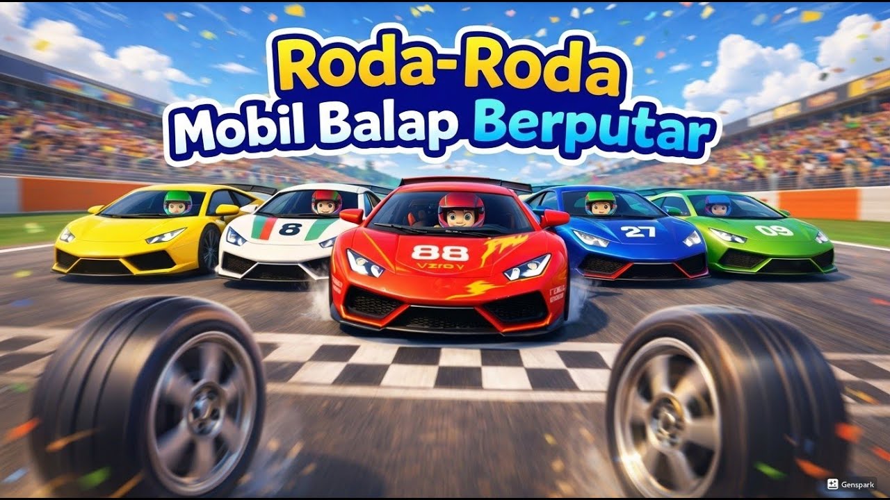 🎶 Roda-Roda Bis Berputar versi Mobil Balap 🚗💨| Lagu Anak Lucu