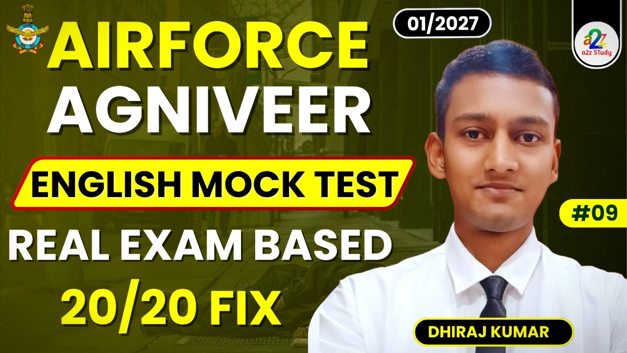 Airforce Agniveer English Mock Test 9 For 01/2027 Batch | Airforce Group X Y English Practice Set