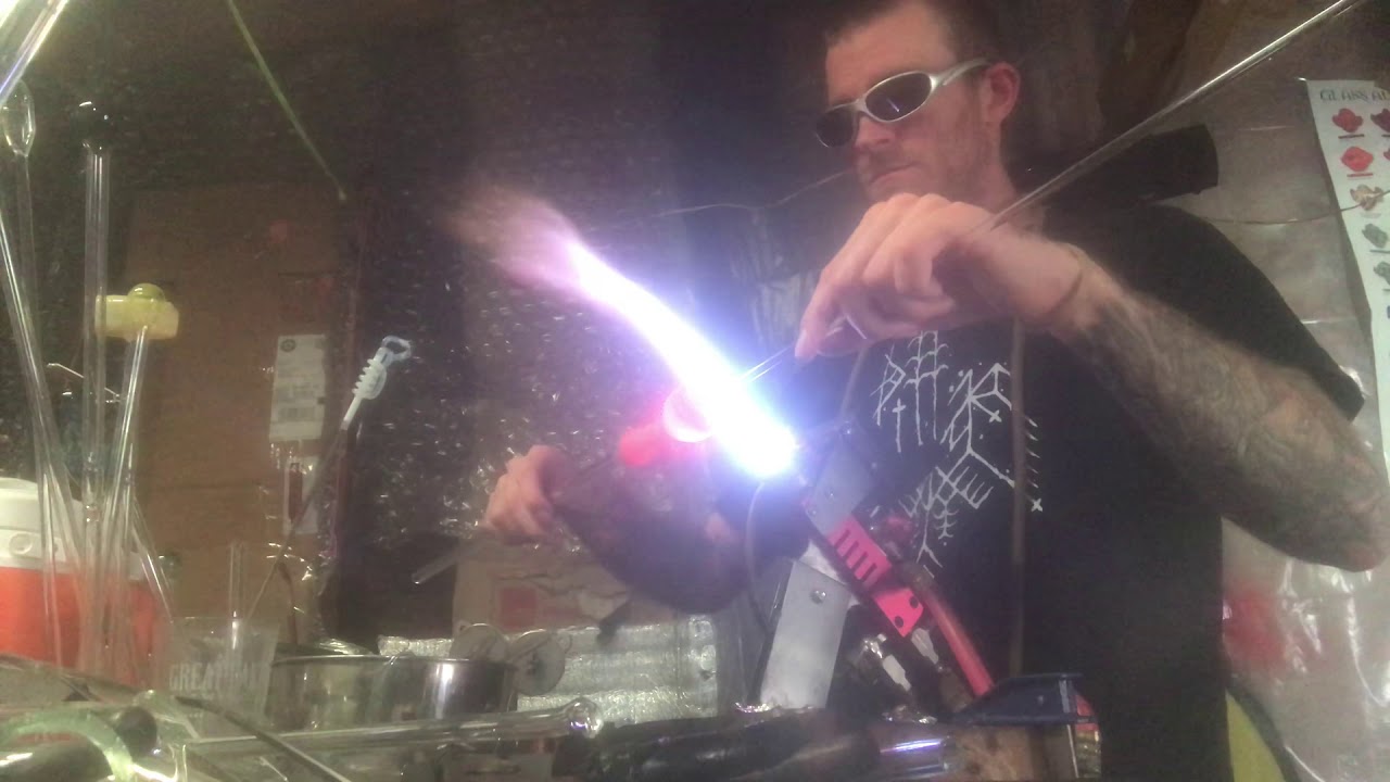 Making a glass frit spoon pipe from start to finish, outside technique, lampworking, glassblowing