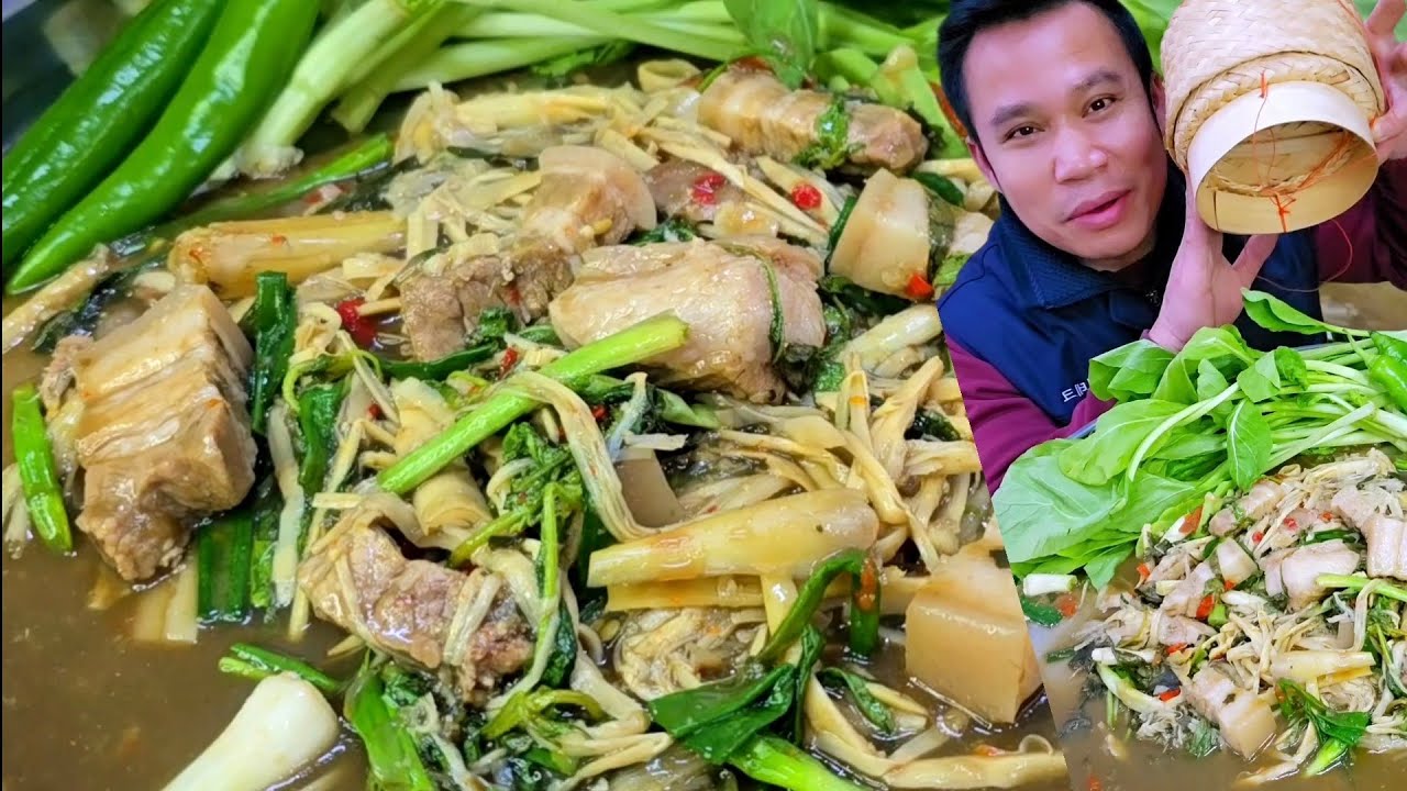 หมกหม้อหน่อไม้ใส่หมูสามชั้น นัวๆแกล้มผักสดๆแซ่บๆ