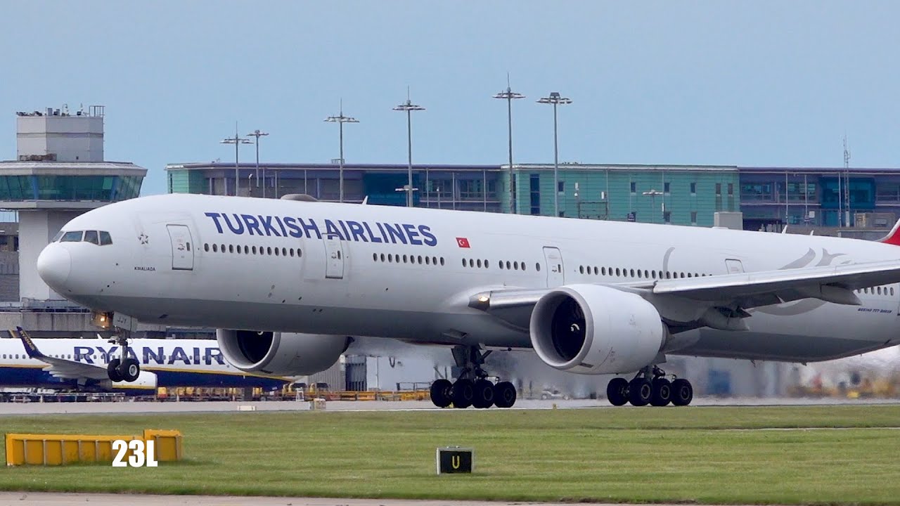 Rare Turkish Airlines Boeing 777-3F2 ER TC-JJY  TK1996 Manchester MAN To Istanbul IST On 11/05/2021