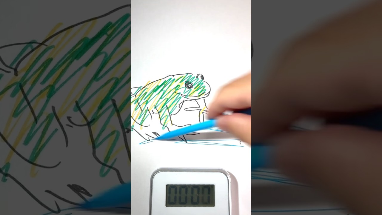 ASMR Drawing a Frog in 60s ✍️ Satisfying Marker Sounds #16a