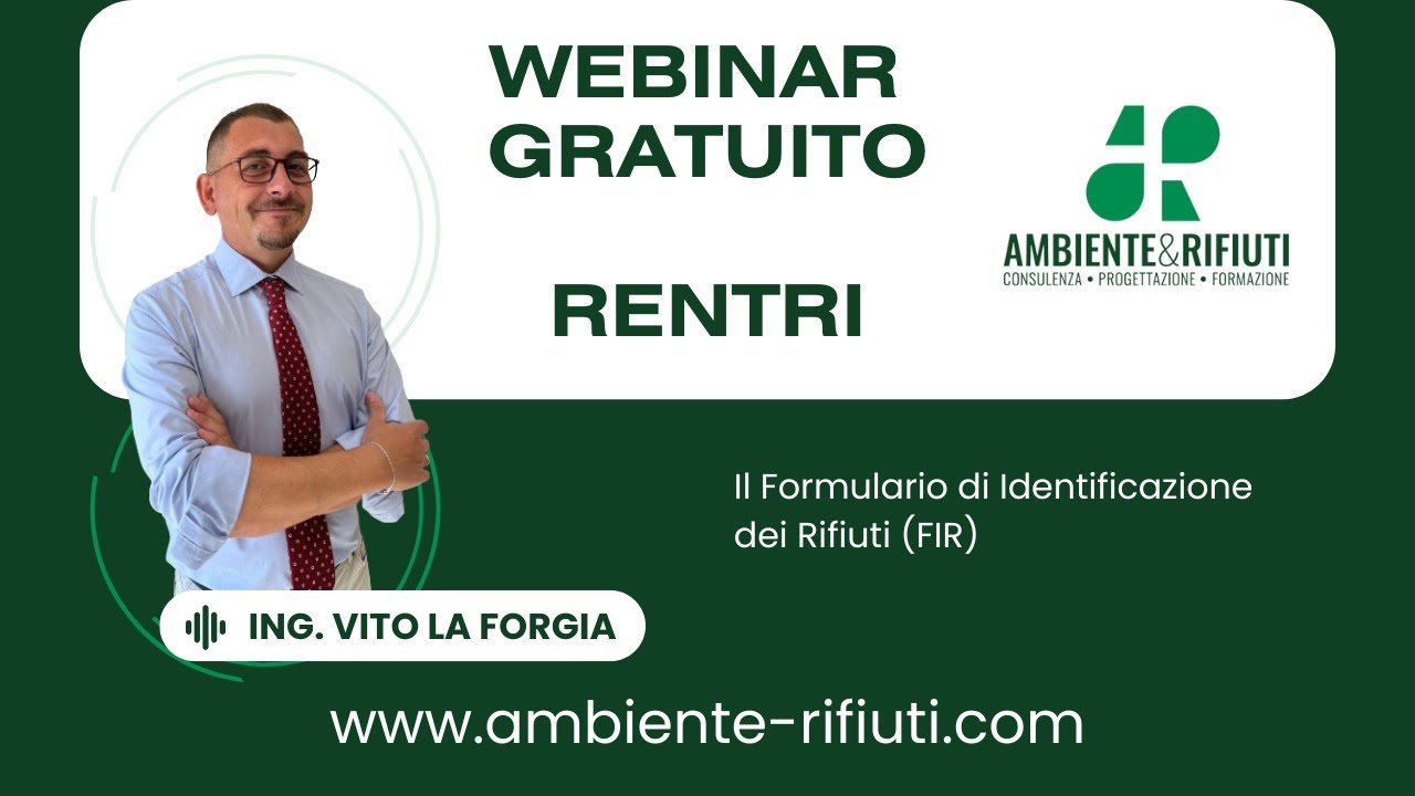 Quarto appuntamento Webinar RENTRI: Il nuovo FIR