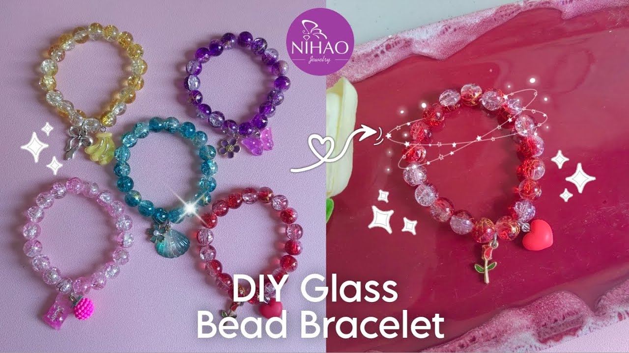 DIY Glass Bead Charm Bracelet 💖 Beginner-Friendly DIY with Nihaojewelry #nihaojewelry