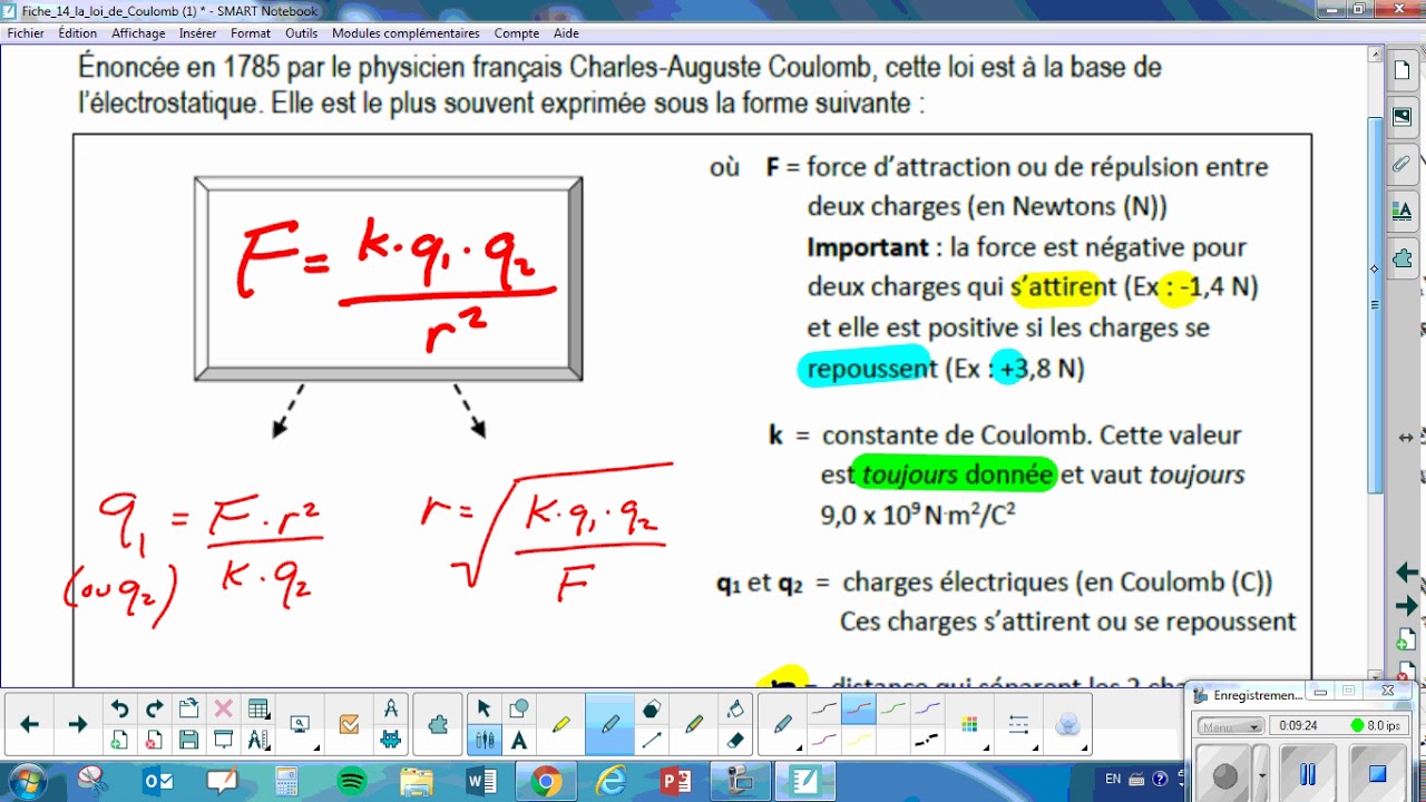 Fiche 14 - La loi de Coulomb (partie 1)