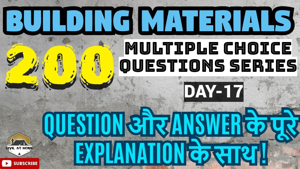 Building material SSC(JE) previous year questions in Hindi | BMC mcq revision | Civil At Home |Day17