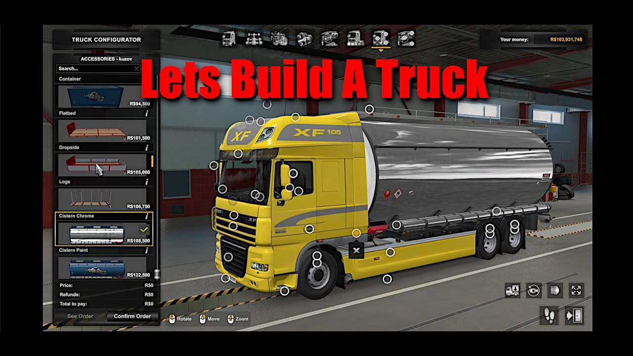 Как построить грузовик с жёсткой рамой и двухосный прицеп | Euro Truck Simulator 2