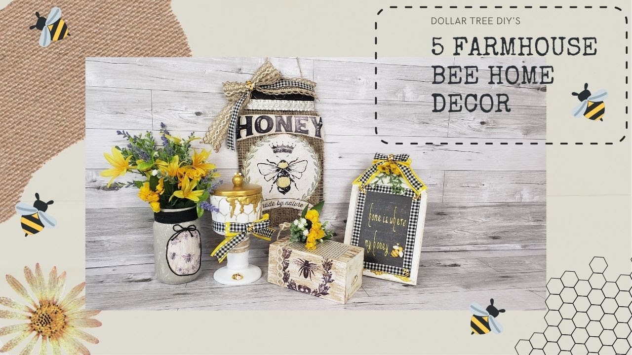 5 FARMHOUSE BEE HOME DECOR /DOLLAR TREE DIY'S/ 5 EASY DIY'S