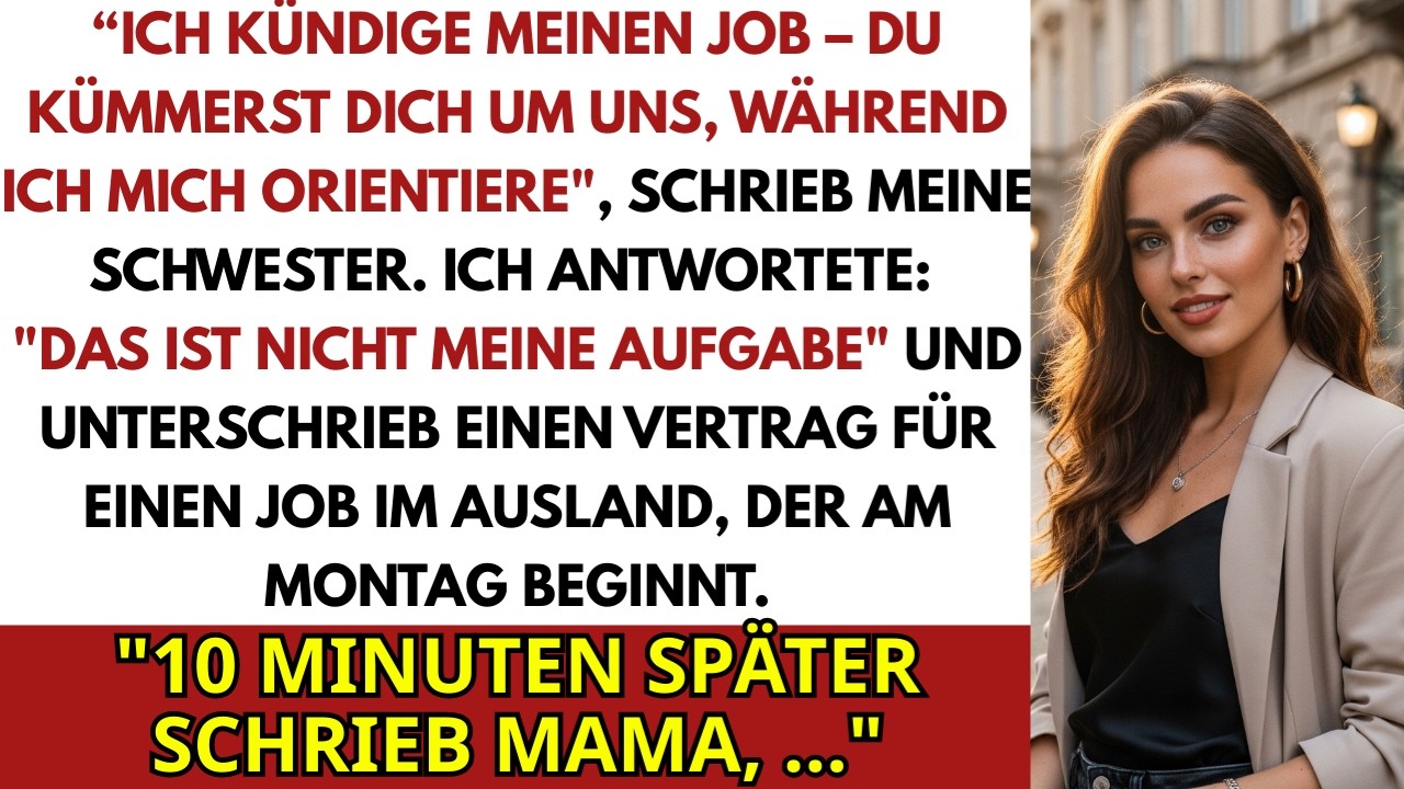 Ich Kündige–Du Kümmerst Dich Um Uns, Während Ich Mich Finde, Schrieb Meine Schwester  Also Ich