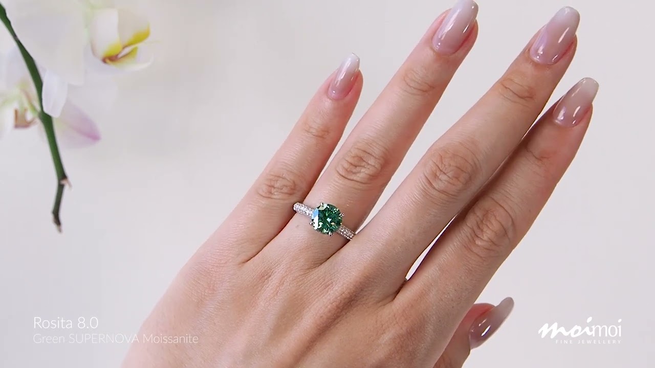 'Rosita 8.0 Green' Moissanite Ring | Moi Moi Fine Jewellery