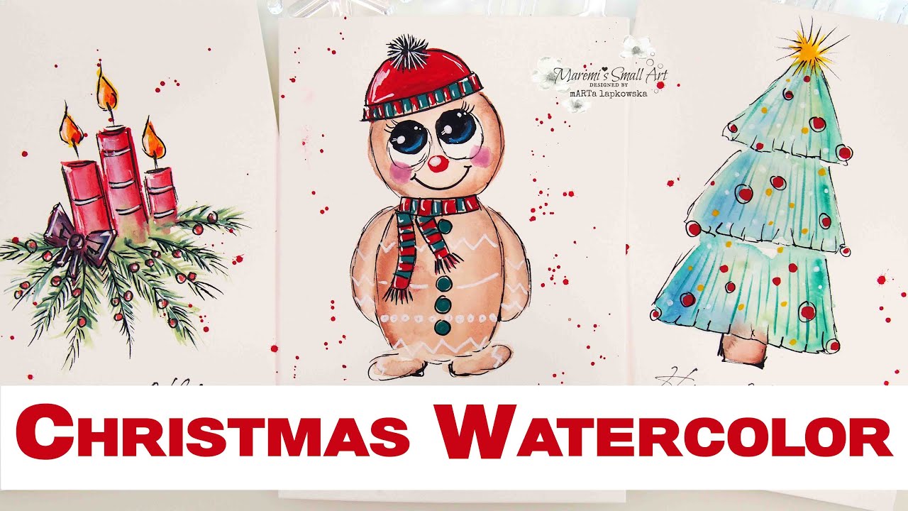 🎄NEW 2021!!! - Easy Beginner Watercolor Christmas Cards ~ ✂️ Maremi's Small Art